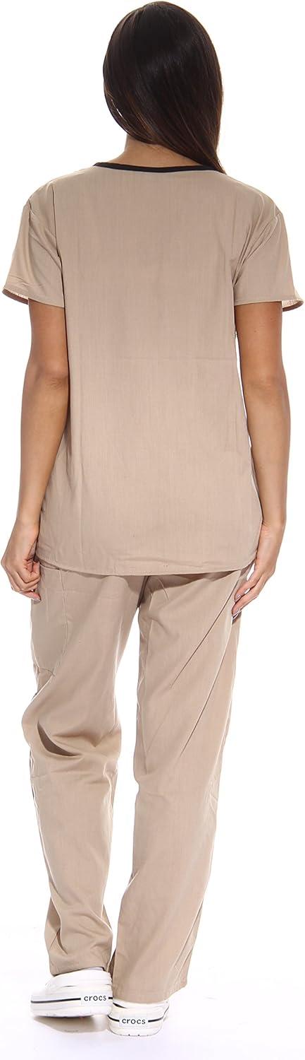 imageJust Love Womens Scrub SetsKhaki With Black Trim