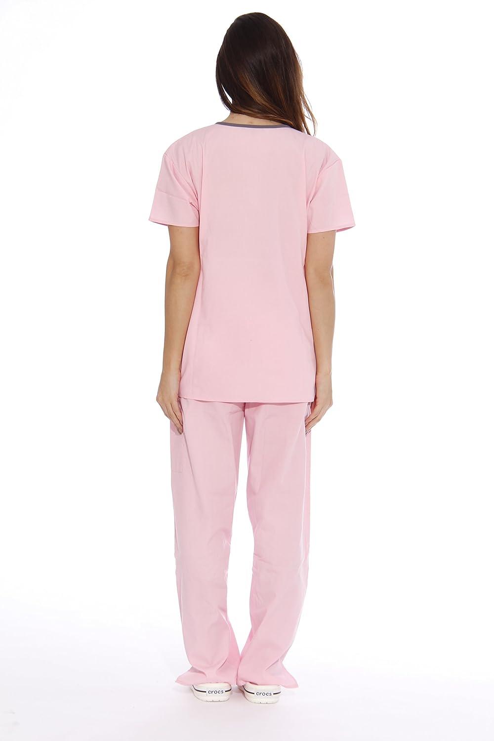imageJust Love Womens Scrub SetsLight Pink With Steel Grey Trim