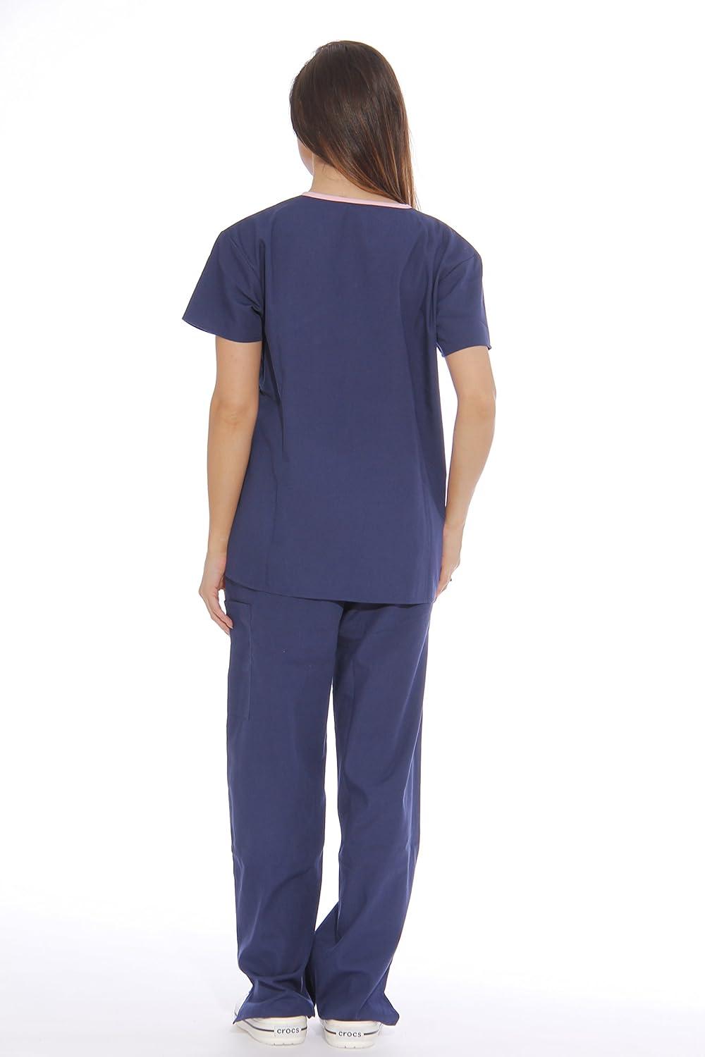 imageJust Love Womens Scrub SetsNavy With Light Pink Trim