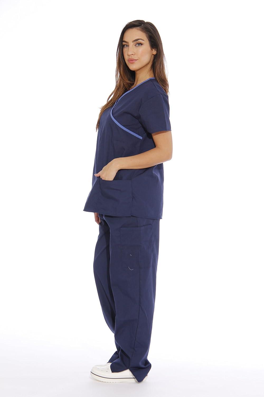 imageJust Love Womens Scrub SetsNavy With Malibu Blue Trim