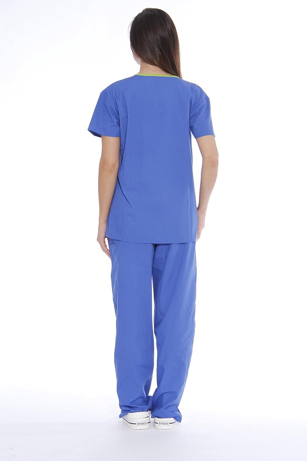 imageJust Love Womens Scrub SetsRoyal Blue With Lime Trim