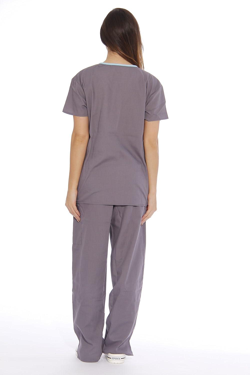 imageJust Love Womens Scrub SetsSteel Grey With Aqua Trim