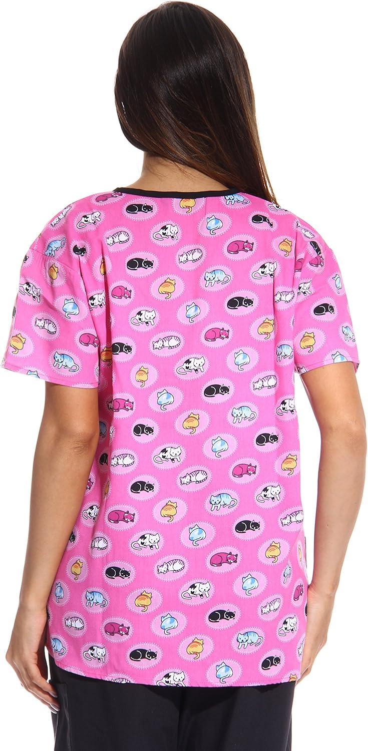 imageJust Love Womens Scrub Tops Nursing ScrubsPink Cat 2