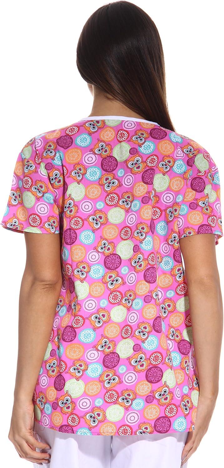 imageJust Love Womens Scrub Tops Nursing ScrubsPink Owl