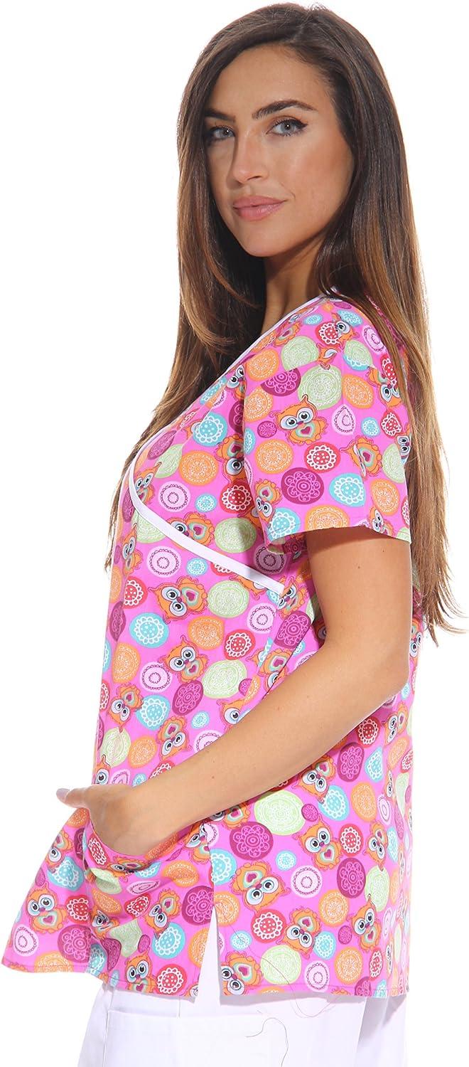 imageJust Love Womens Scrub Tops Nursing ScrubsPink Owl