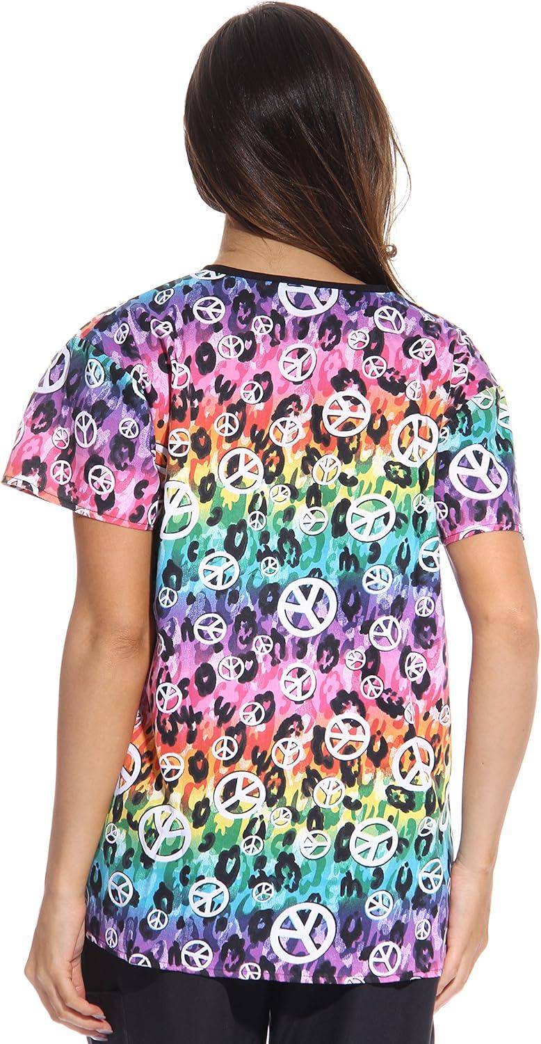 imageJust Love Womens Scrub Tops Nursing ScrubsRainbow Peace