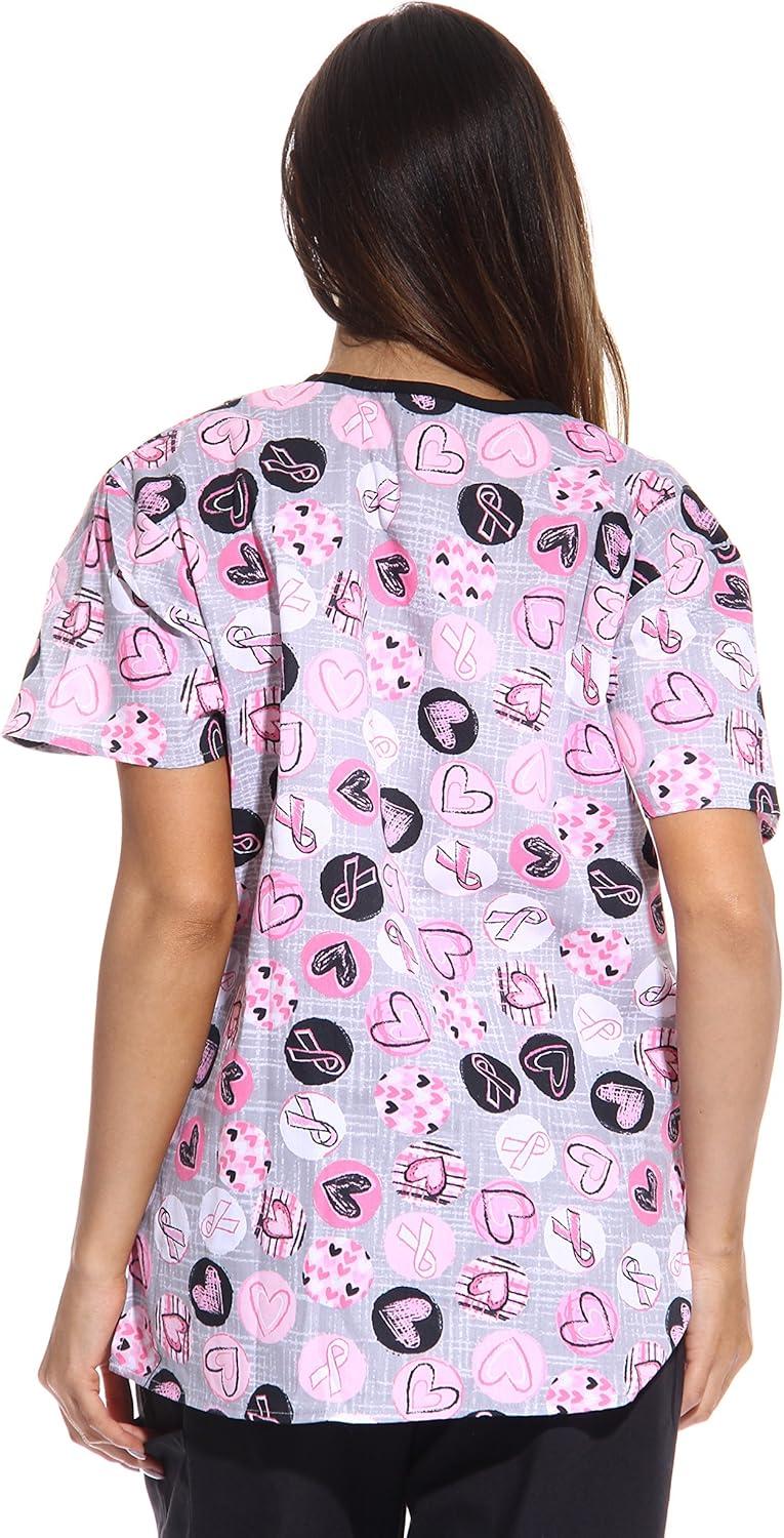 imageJust Love Womens Scrub Tops Nursing ScrubsRibbon Print 4