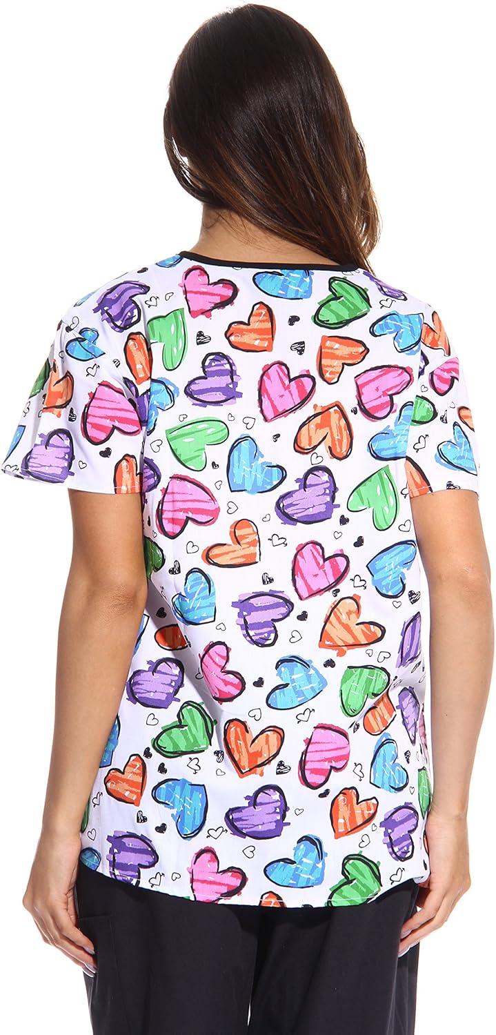 imageJust Love Womens Scrub Tops Nursing ScrubsWhite Heart