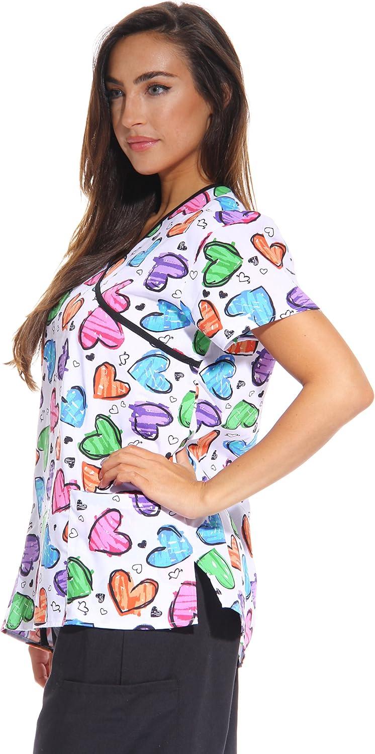 imageJust Love Womens Scrub Tops Nursing ScrubsWhite Heart