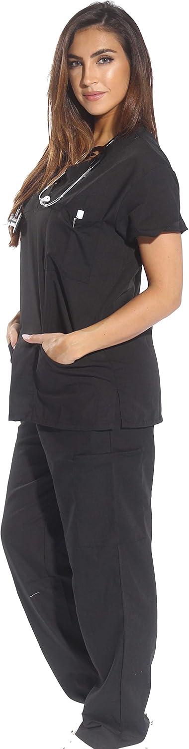 imageJust Love Womens Six Pocket Medical Scrubs Set VNeck with Cargo PantBlack
