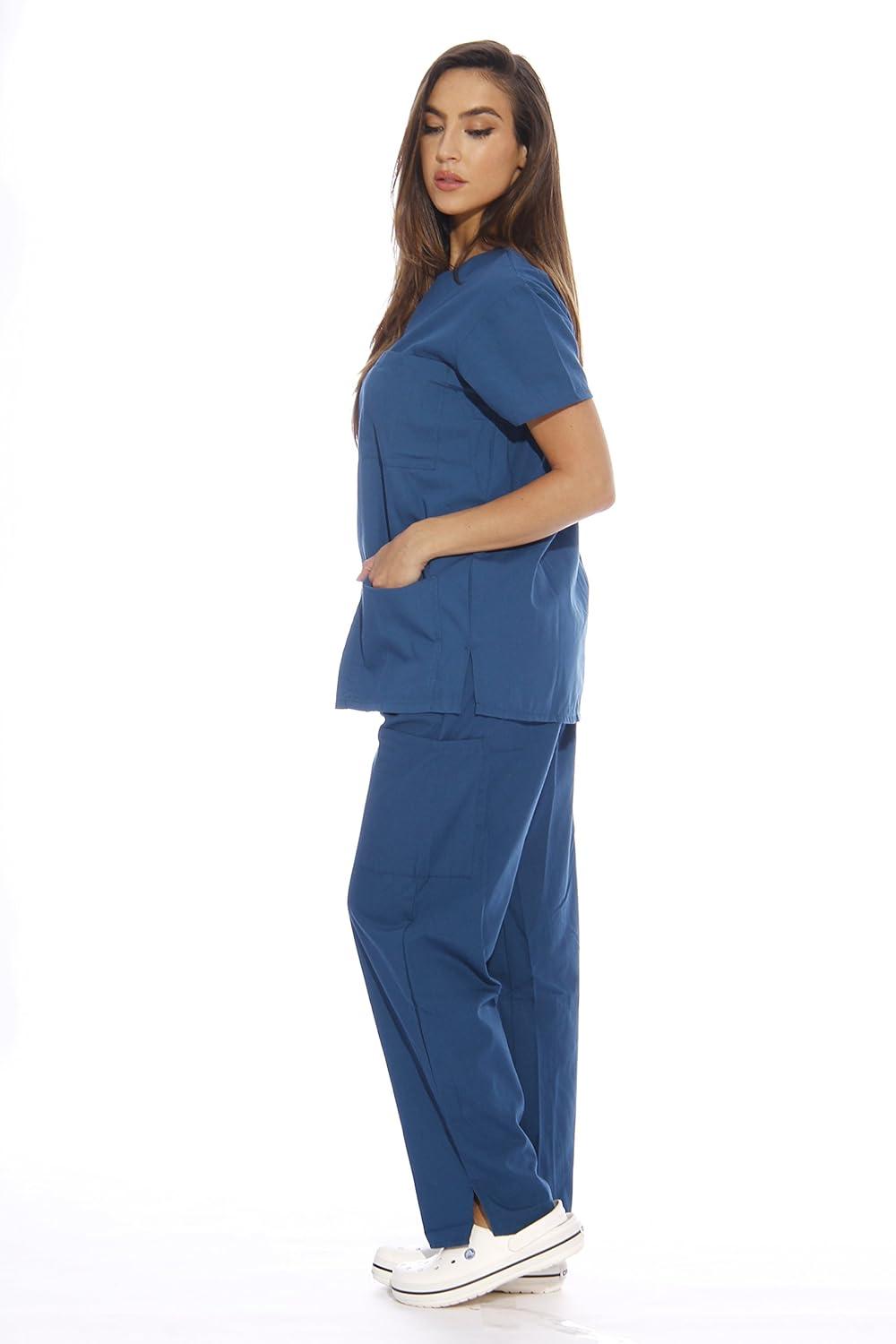 imageJust Love Womens Six Pocket Medical Scrubs Set VNeck with Cargo PantCarribean Blue