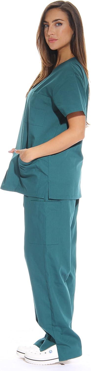 imageJust Love Womens Six Pocket Medical Scrubs Set VNeck with Cargo PantDark Green