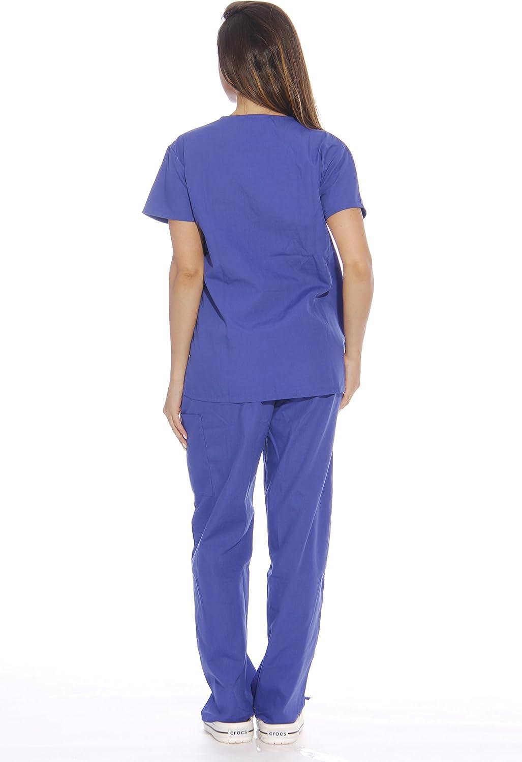 imageJust Love Womens Six Pocket Medical Scrubs Set VNeck with Cargo PantGalaxy Blue