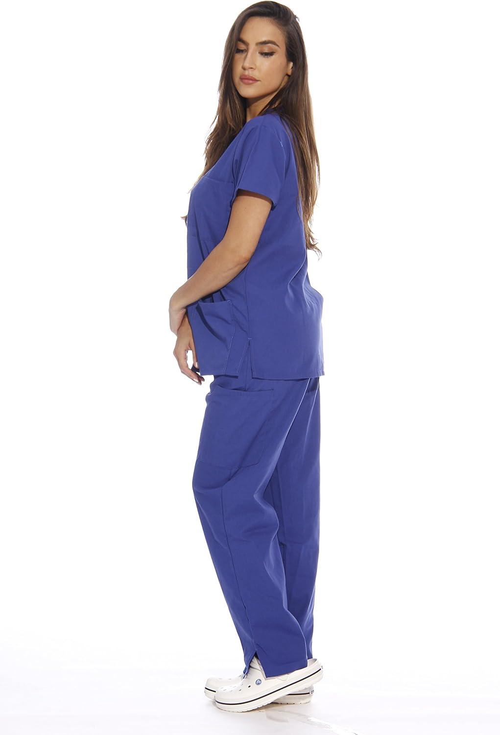 imageJust Love Womens Six Pocket Medical Scrubs Set VNeck with Cargo PantGalaxy Blue