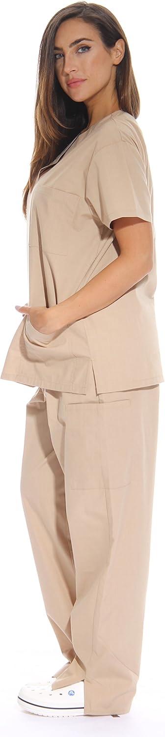 imageJust Love Womens Six Pocket Medical Scrubs Set VNeck with Cargo PantKhaki