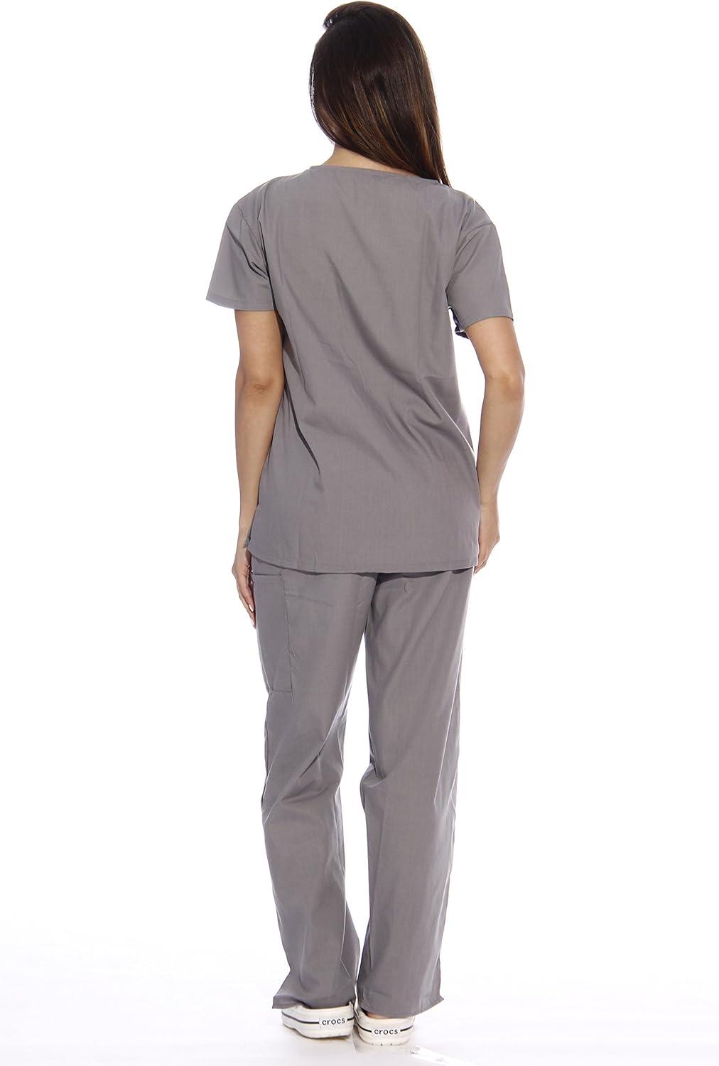 imageJust Love Womens Six Pocket Medical Scrubs Set VNeck with Cargo PantLight Grey