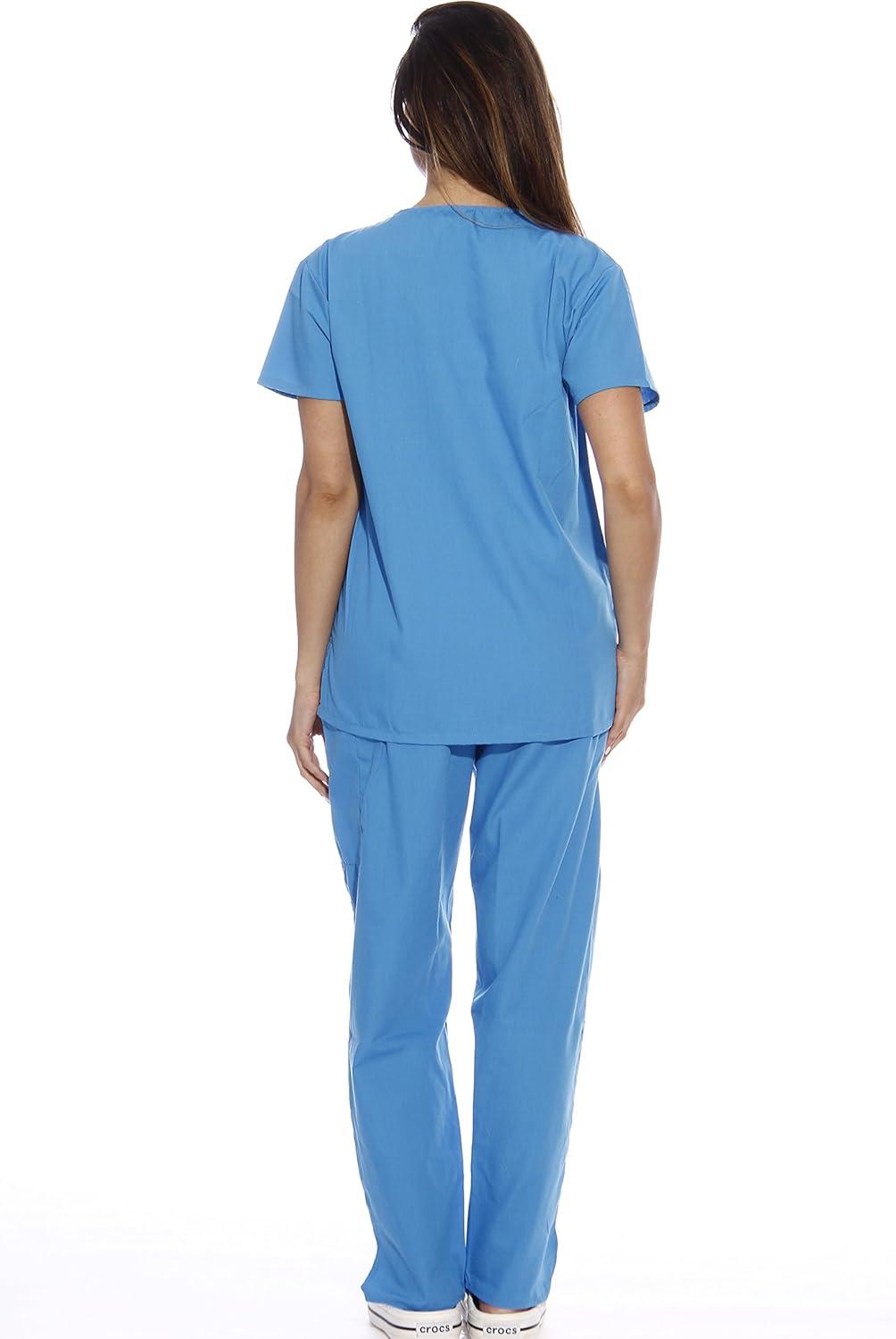 imageJust Love Womens Six Pocket Medical Scrubs Set VNeck with Cargo PantMalibu Blue