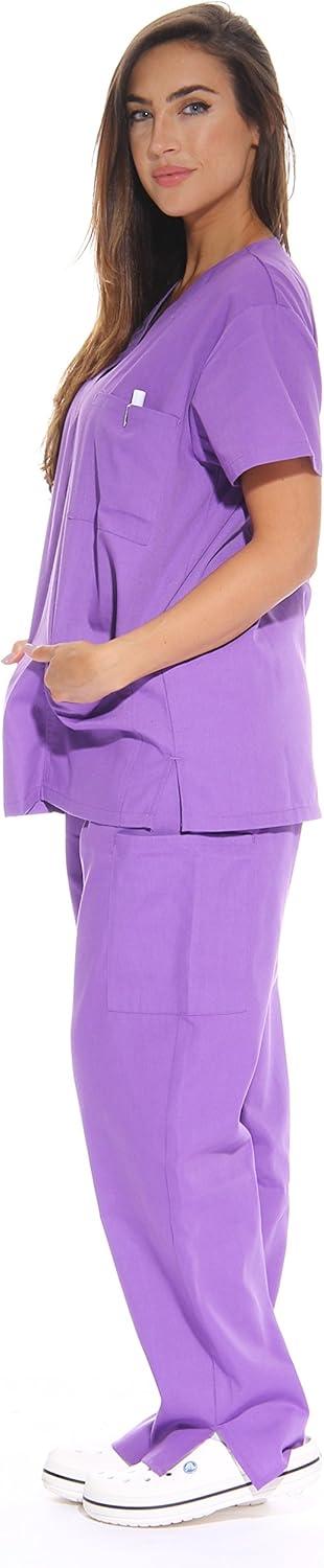 imageJust Love Womens Six Pocket Medical Scrubs Set VNeck with Cargo PantPurple
