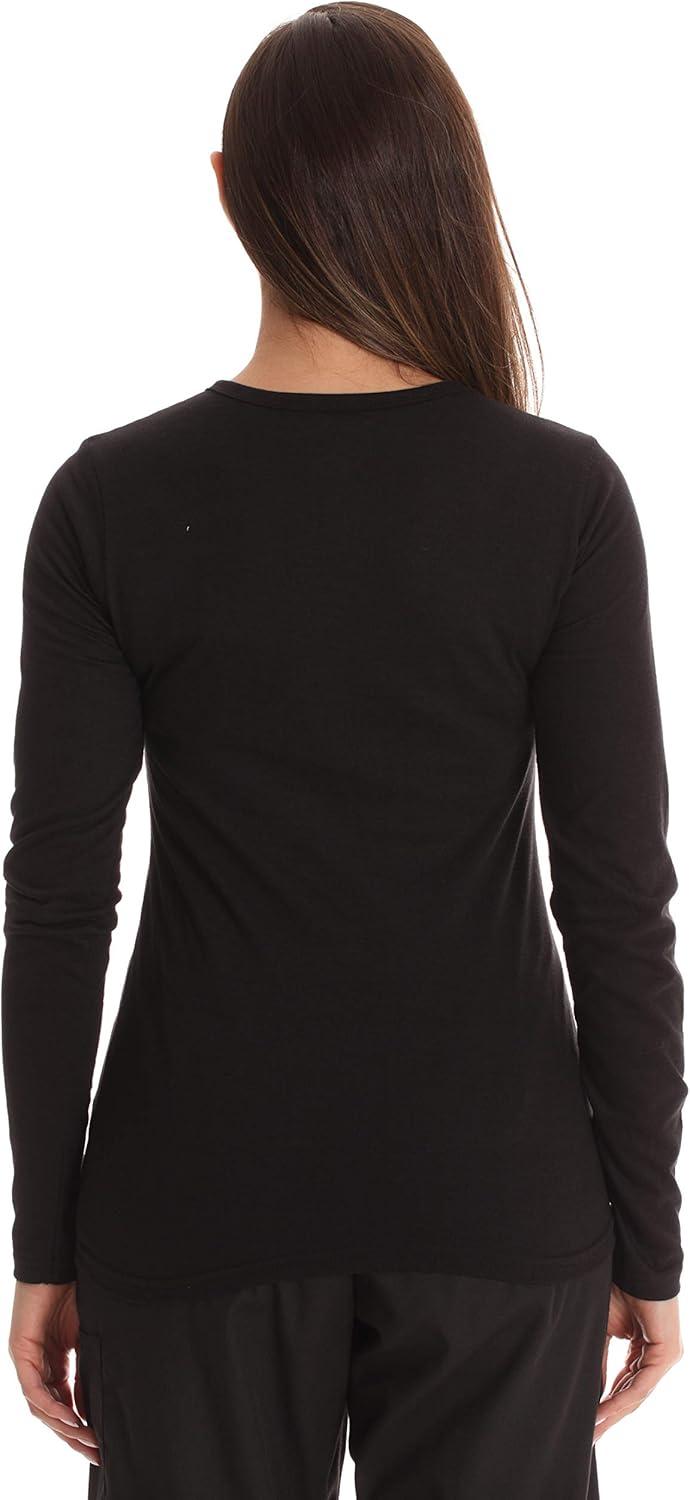 imageJust Love Womens Underscrub Long Sleeve TShirt Plain Undershirt TeeBlack