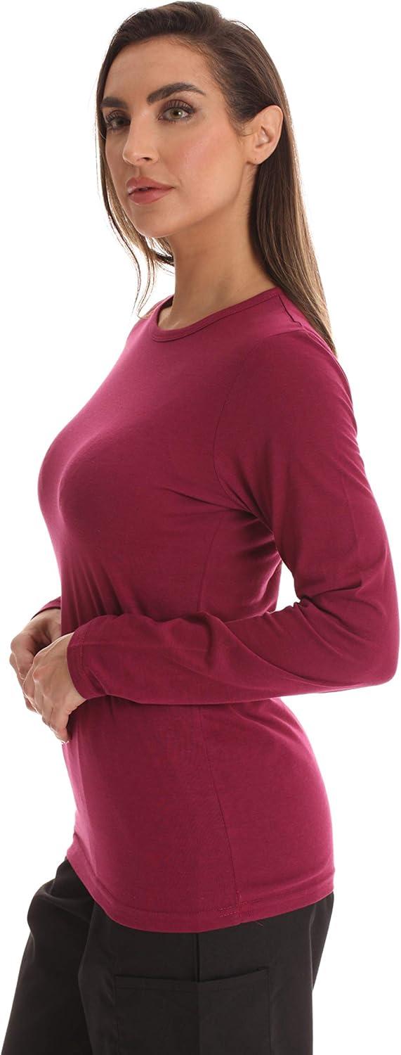 imageJust Love Womens Underscrub Long Sleeve TShirt Plain Undershirt TeeBurgundy