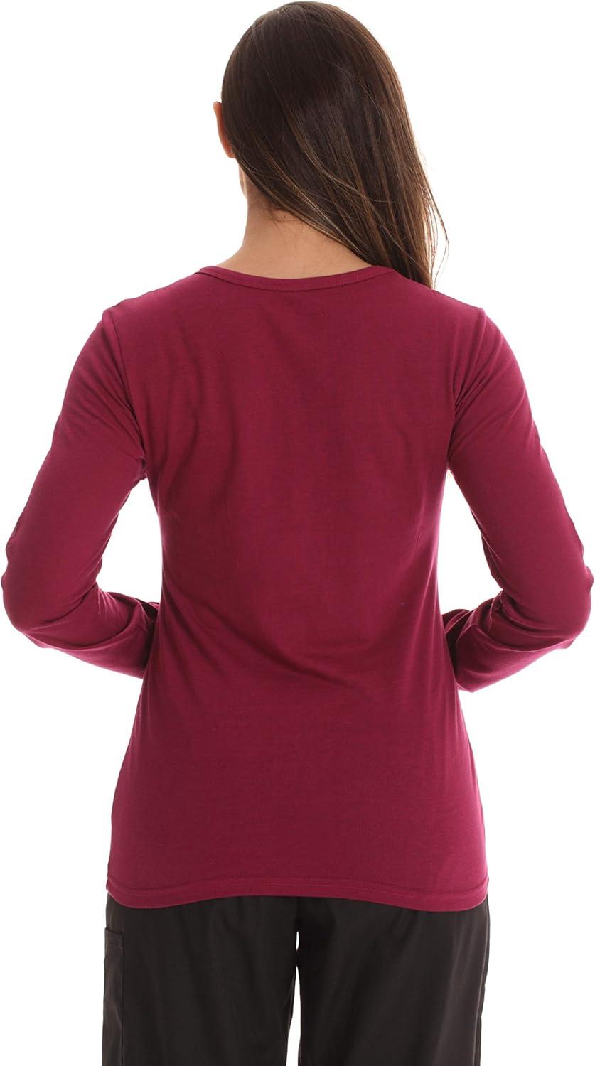 imageJust Love Womens Underscrub Long Sleeve TShirt Plain Undershirt TeeBurgundy