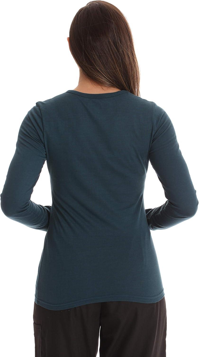 imageJust Love Womens Underscrub Long Sleeve TShirt Plain Undershirt TeeCarribean Blue