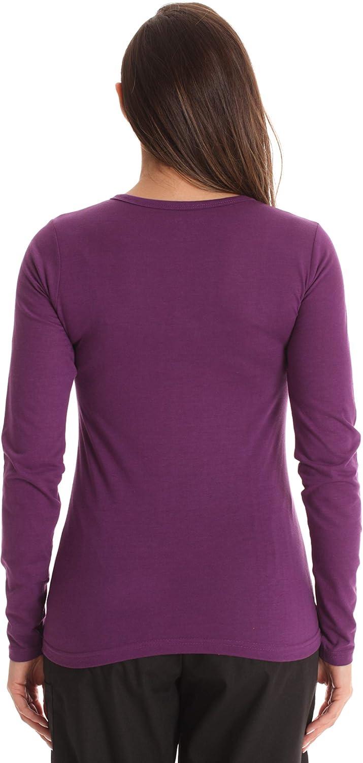 imageJust Love Womens Underscrub Long Sleeve TShirt Plain Undershirt TeeEggplant