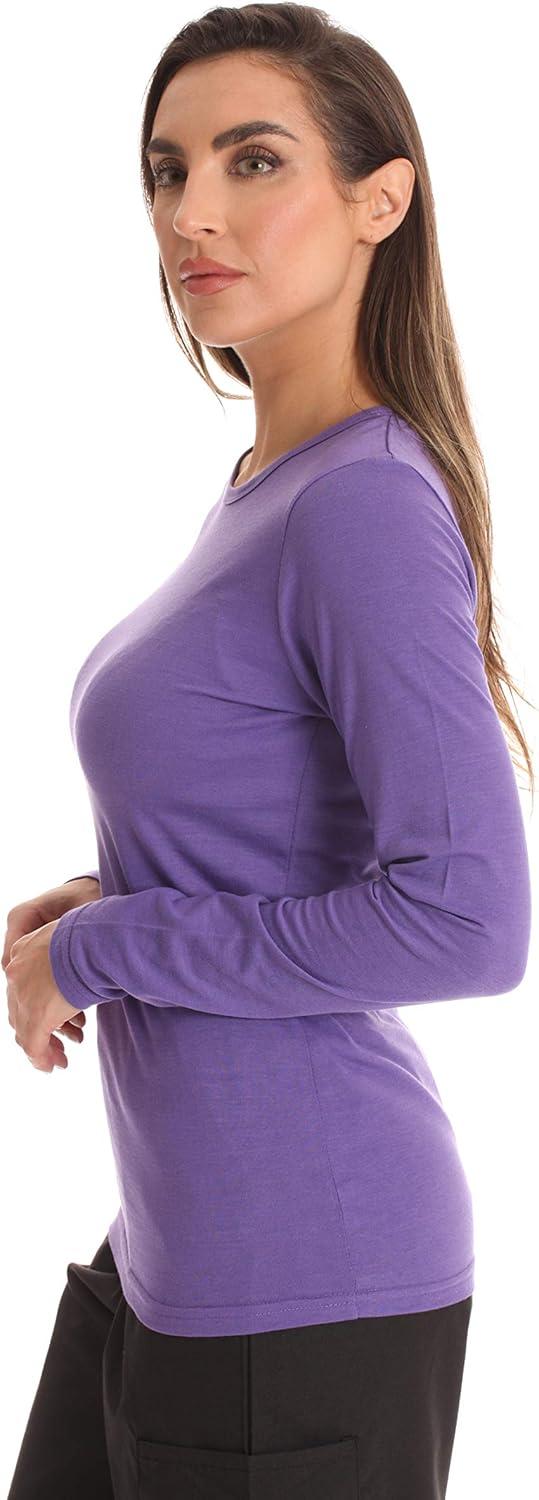 imageJust Love Womens Underscrub Long Sleeve TShirt Plain Undershirt TeePurple
