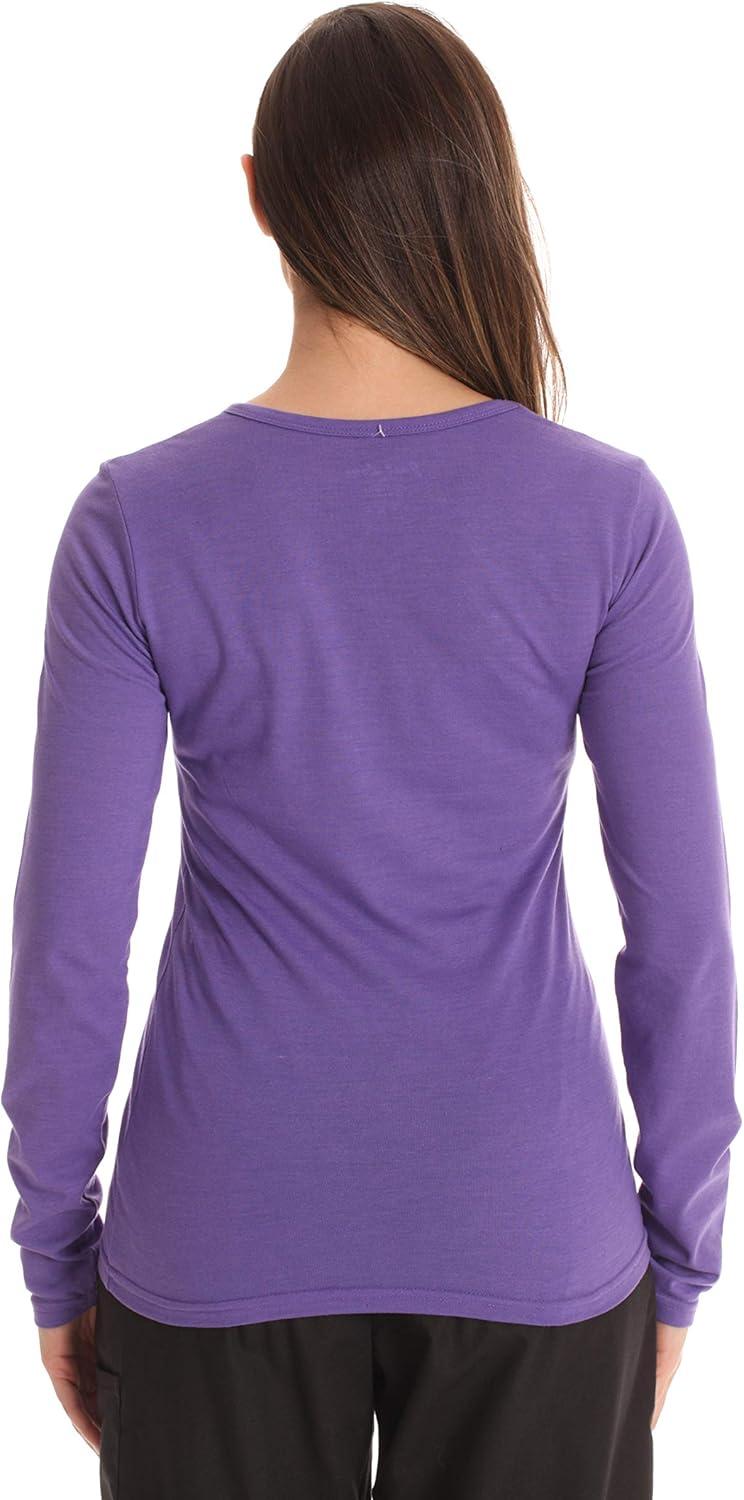 imageJust Love Womens Underscrub Long Sleeve TShirt Plain Undershirt TeePurple
