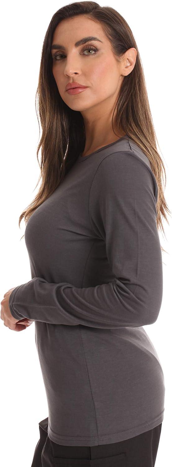 imageJust Love Womens Underscrub Long Sleeve TShirt Plain Undershirt TeeSteel Grey