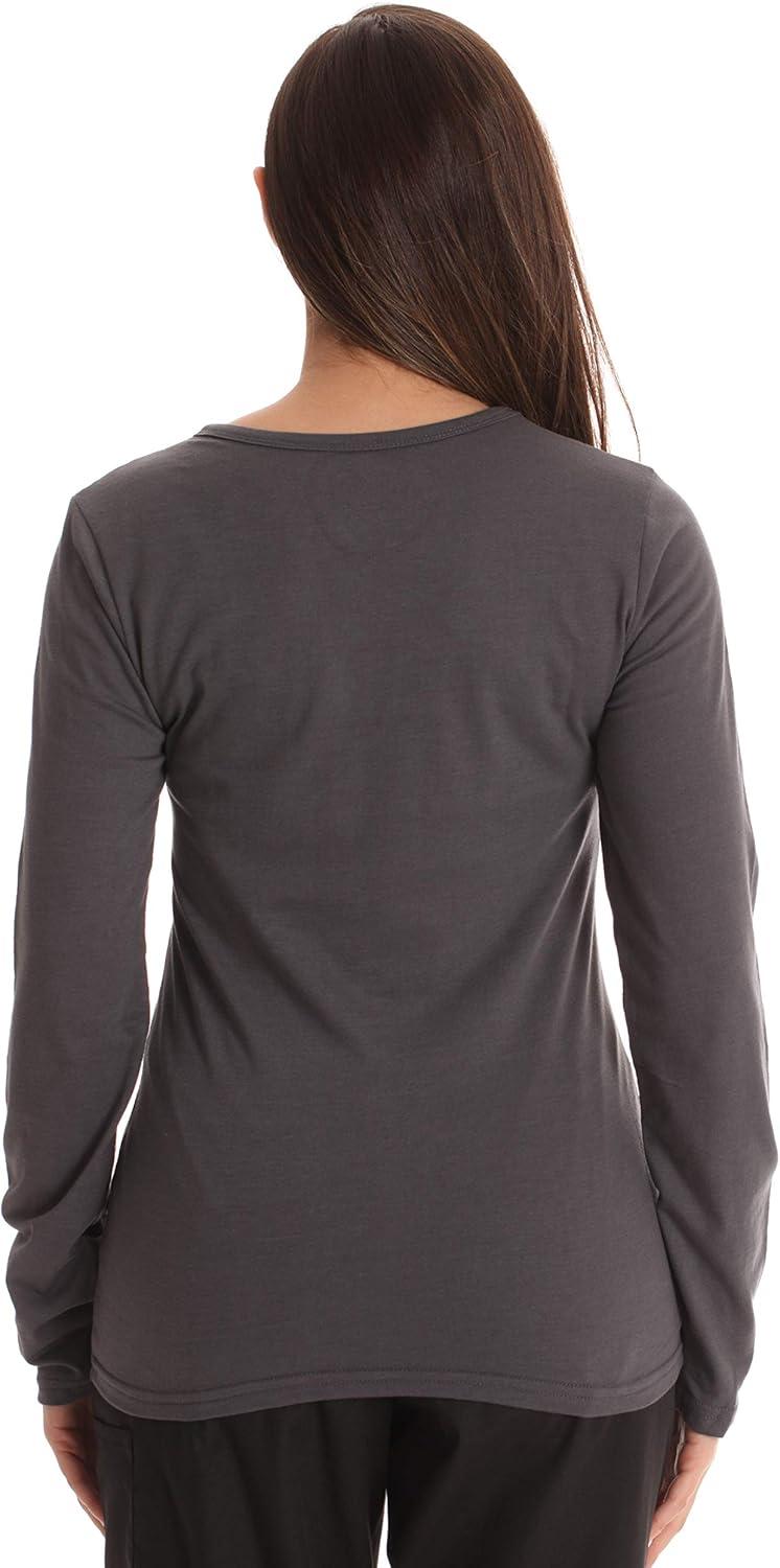 imageJust Love Womens Underscrub Long Sleeve TShirt Plain Undershirt TeeSteel Grey