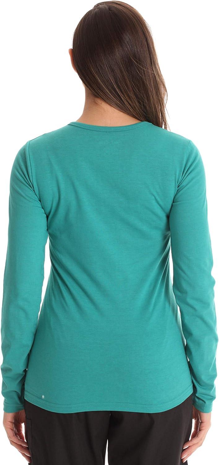 imageJust Love Womens Underscrub Long Sleeve TShirt Plain Undershirt TeeTeal