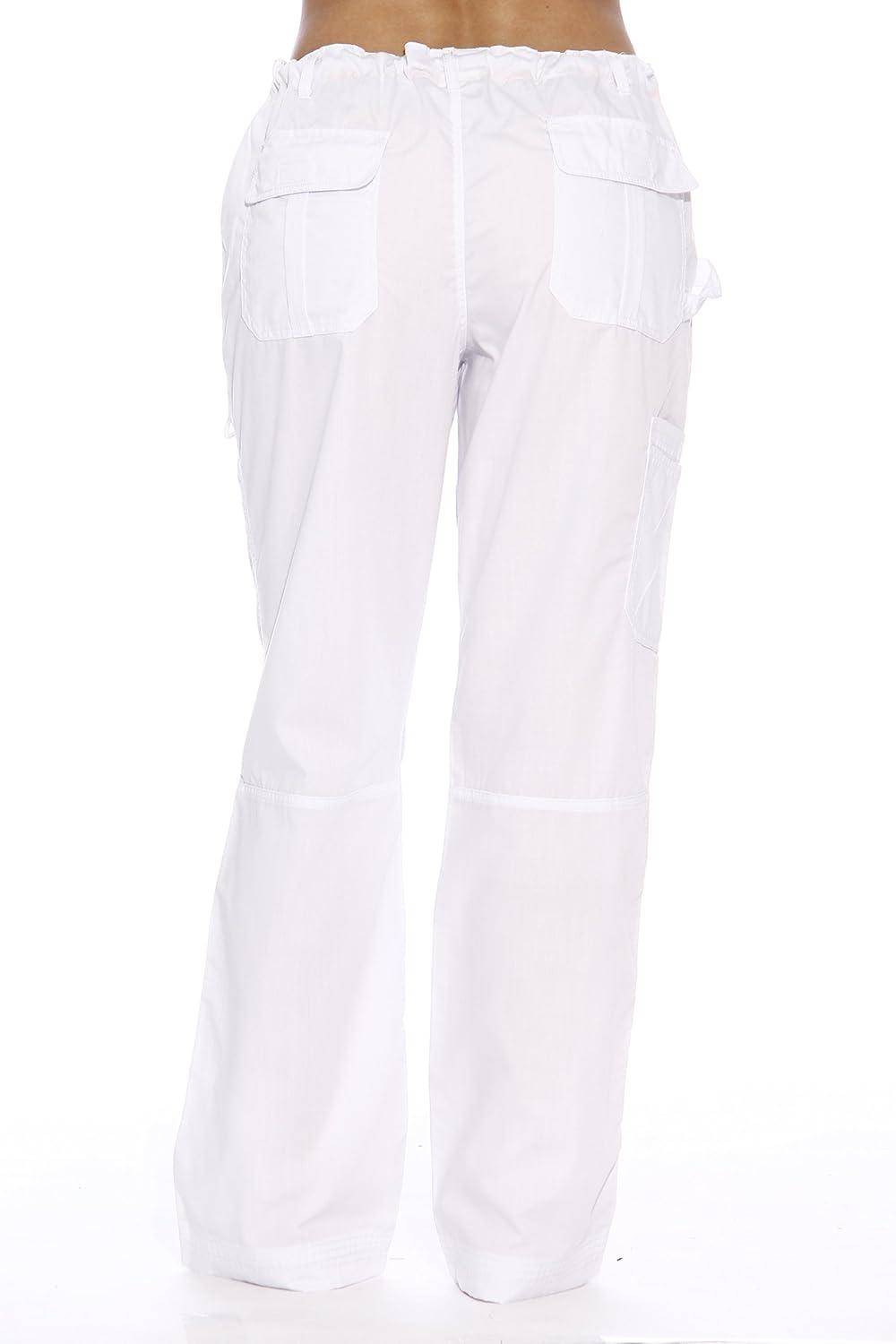imageJust Love Womens Utility Solid Scrub PantsWhite Utility Pant With Aztec Print Inset