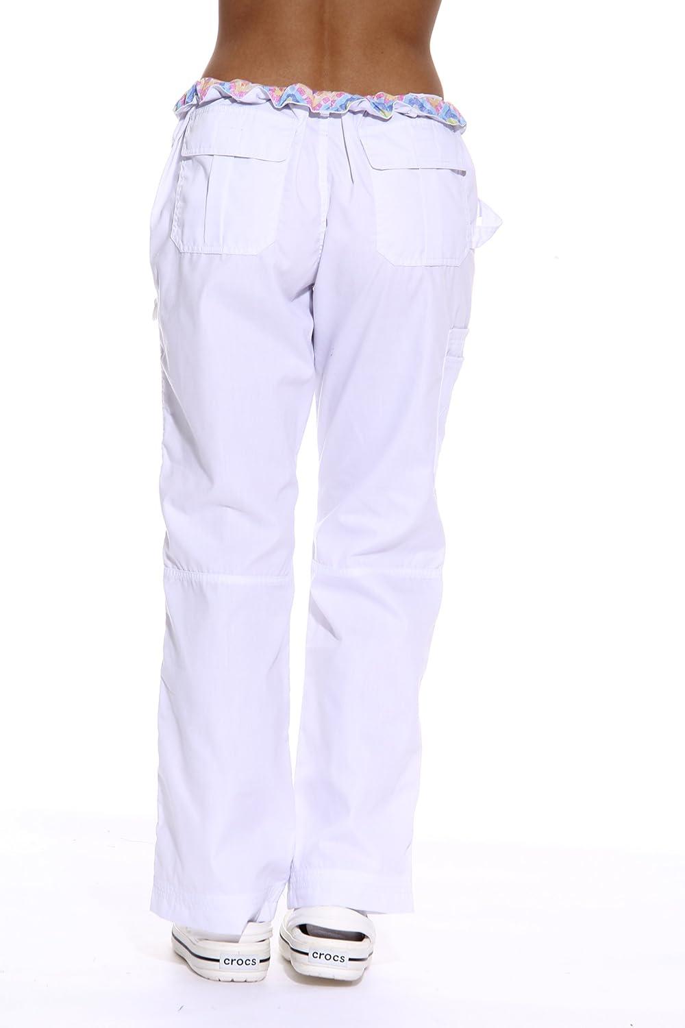 imageJust Love Womens Utility Solid Scrub PantsWhite Utility Pant With Chevron Print Inset
