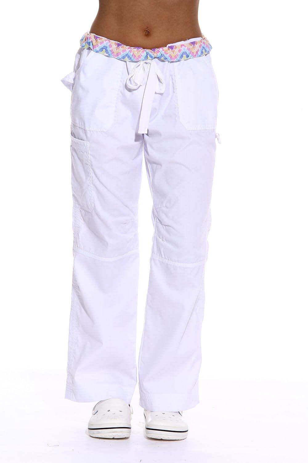 imageJust Love Womens Utility Solid Scrub PantsWhite Utility Pant With Chevron Print Inset