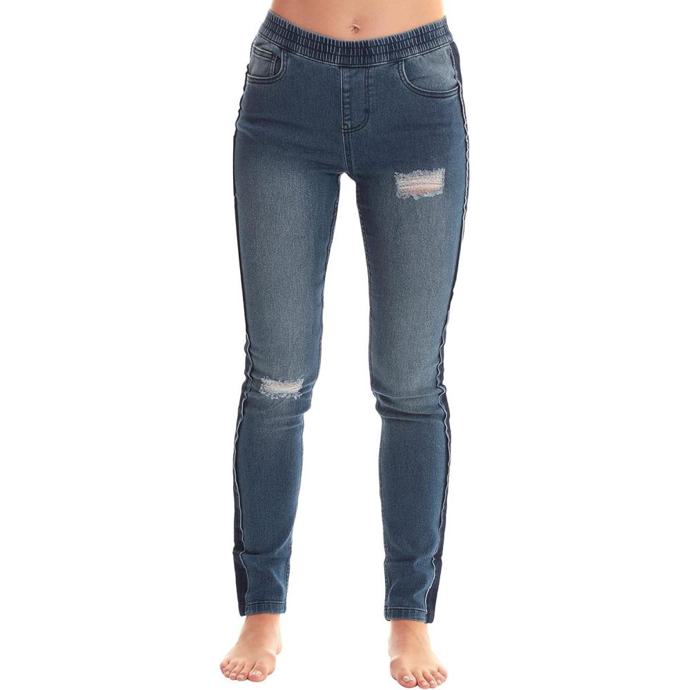 imageJust Love Denim Wash Jeggings for WomenMedium Ripped Denim Stretch Fabric With Contrast