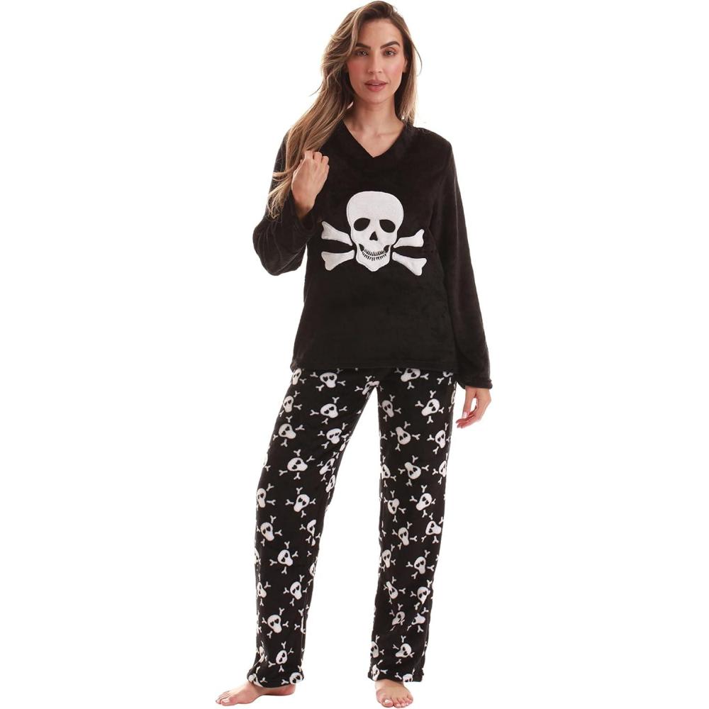 imageJust Love Plush Pajama Sets for WomenBlack Skeleton