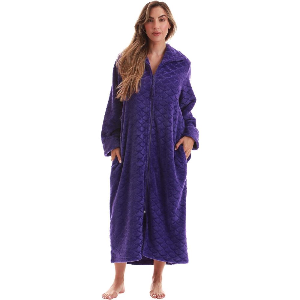 imageJust Love Plush Zipper Lounger Robe for WomenPurple
