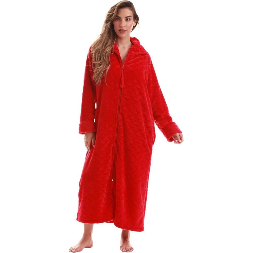 imageJust Love Plush Zipper Lounger Robe for WomenRed