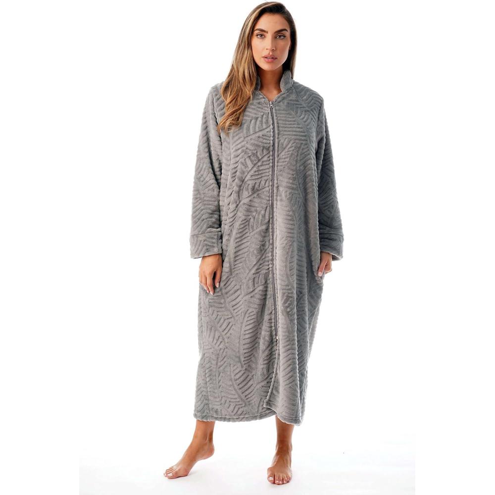 imageJust Love Plush Zipper Lounger Solid RobeGrey