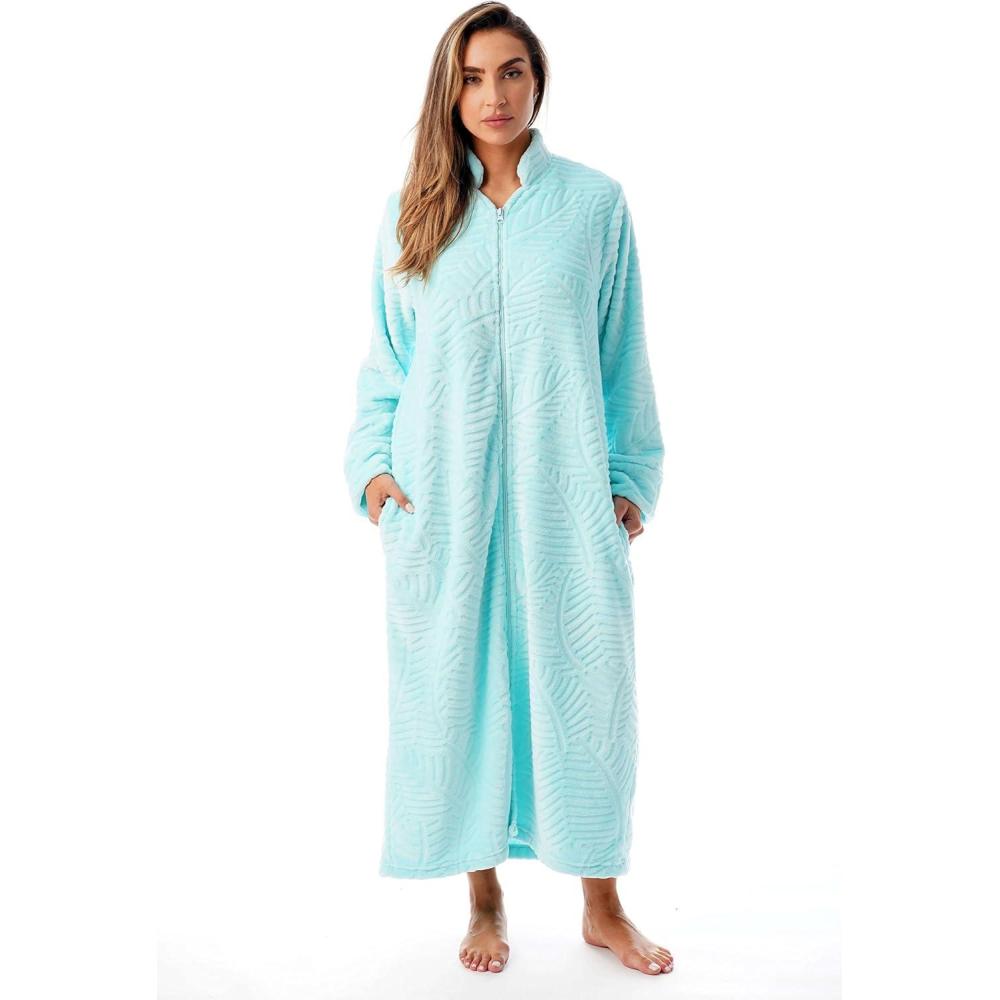 imageJust Love Plush Zipper Lounger Solid RobeMint