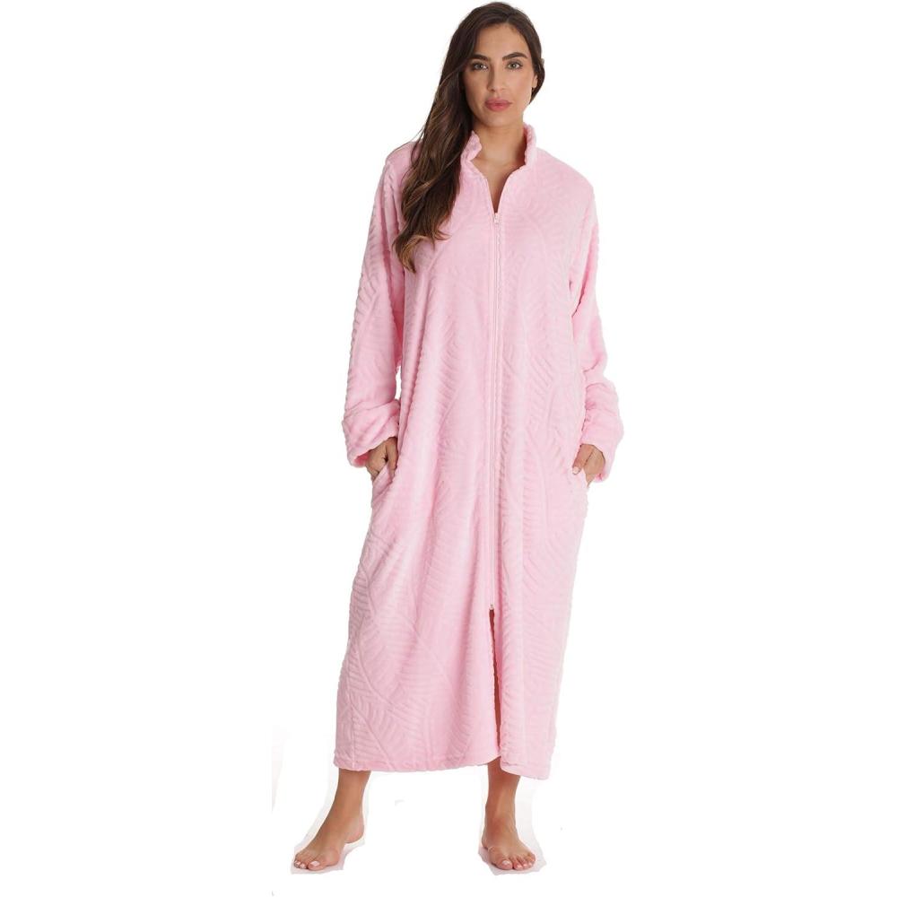 imageJust Love Plush Zipper Lounger Solid RobePink