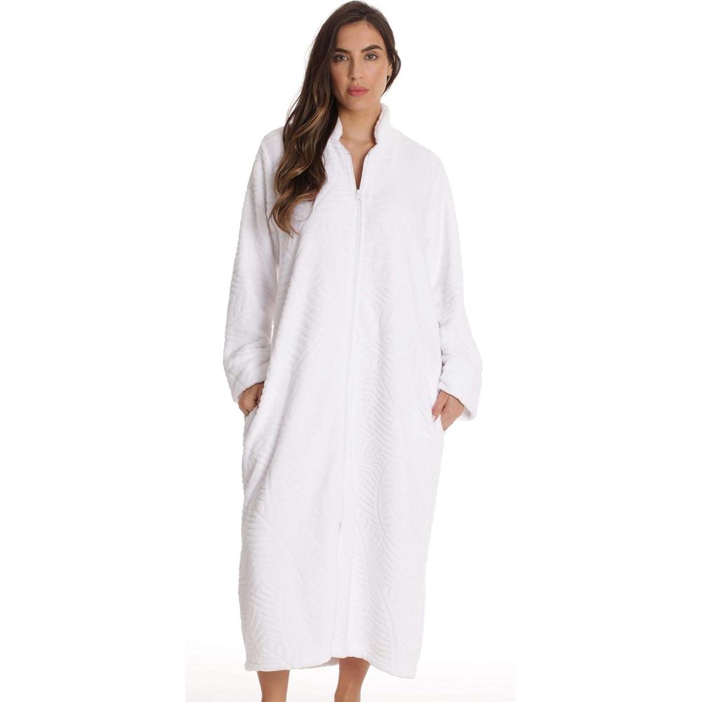 imageJust Love Plush Zipper Lounger Solid RobeWhite