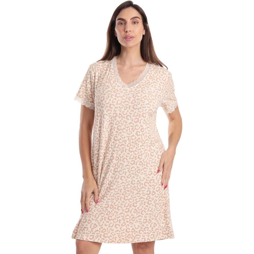 imageJust Love Short Sleeve Tie Dye Nightgown for WomenSoft Cheetah