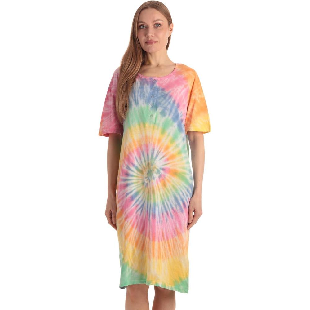 imageJust Love Short Sleeve Tie Dye Nightgown for WomenTie Dye Pastel