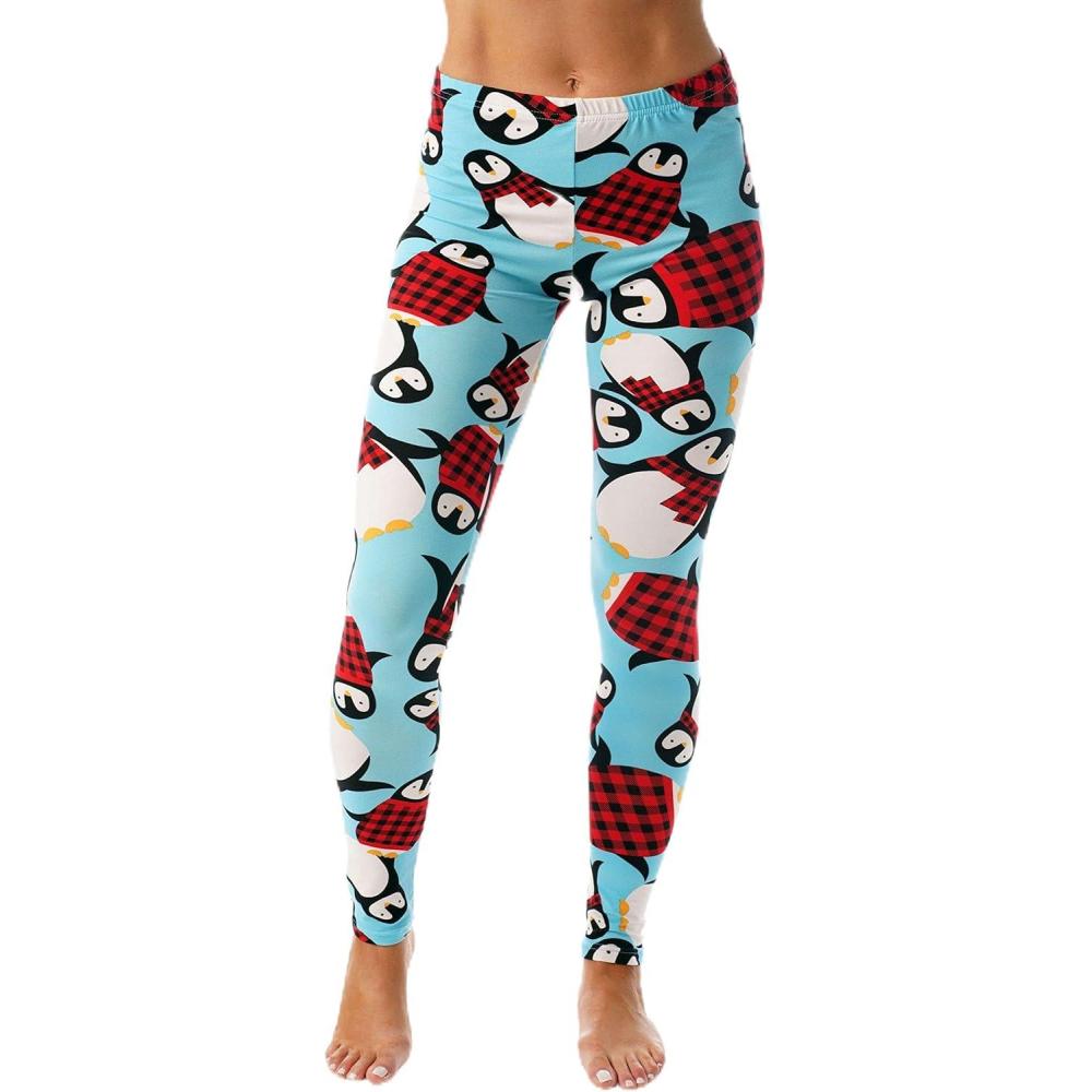 imageJust Love Ugly Christmas Holiday LeggingsBlue  Tossed Penguin