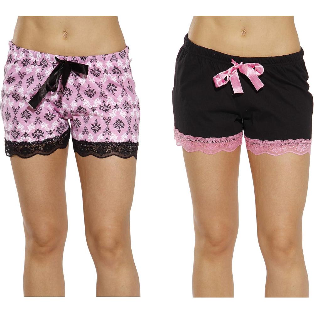 imageJust Love Womans ShortsBlack  Scroll Damask Pack of 2