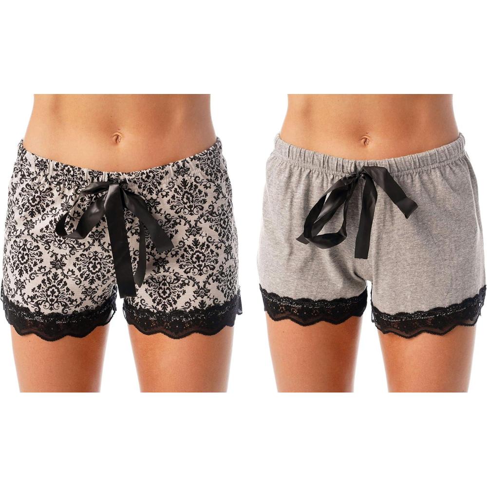 imageJust Love Womans ShortsGrey Black Damask Pack of 2