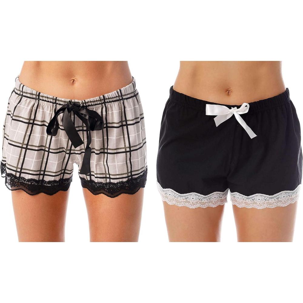 imageJust Love Womans ShortsGrey Plaid Black Solid Pack of 2
