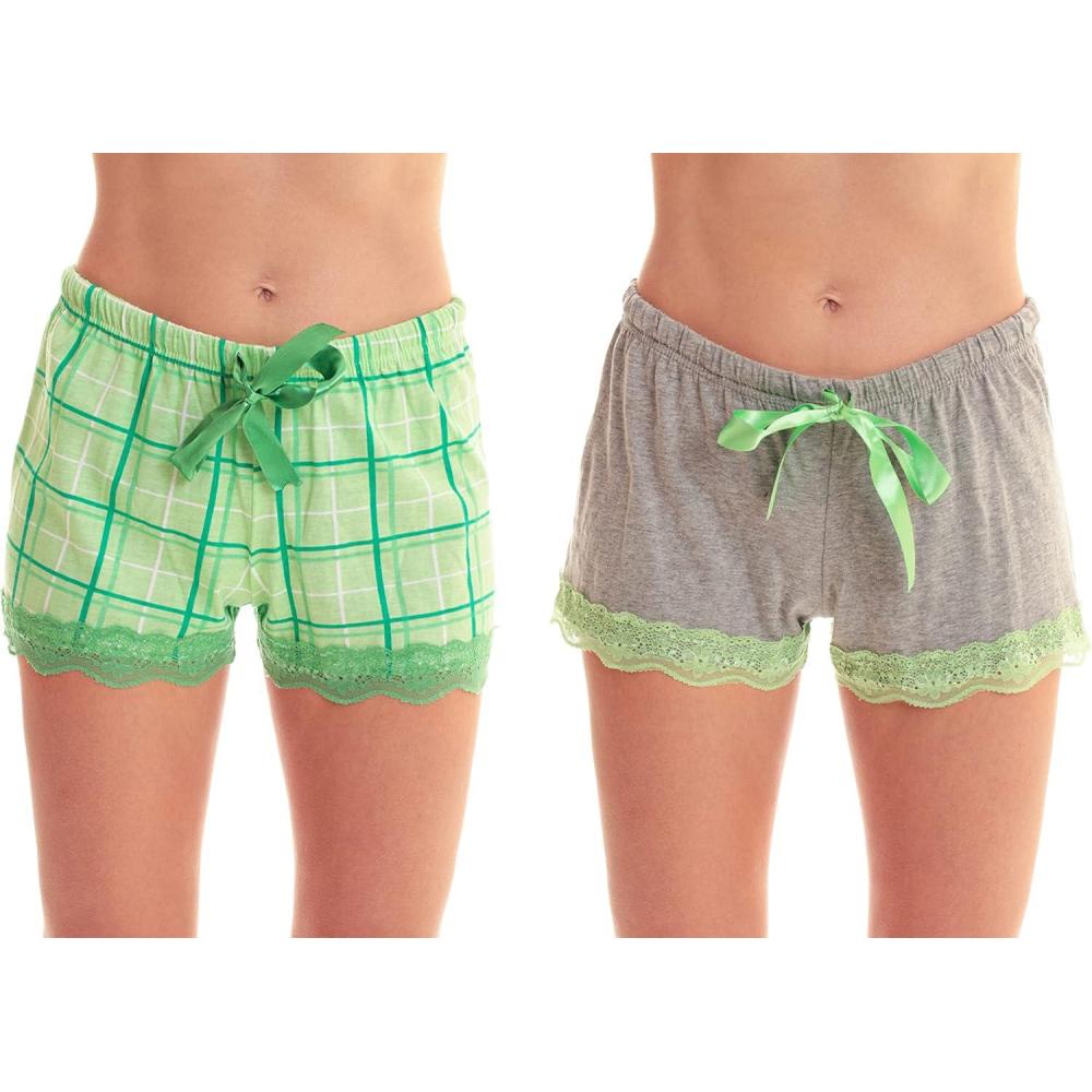 imageJust Love Womans ShortsMint Plaid Grey Plaid Pack of 2
